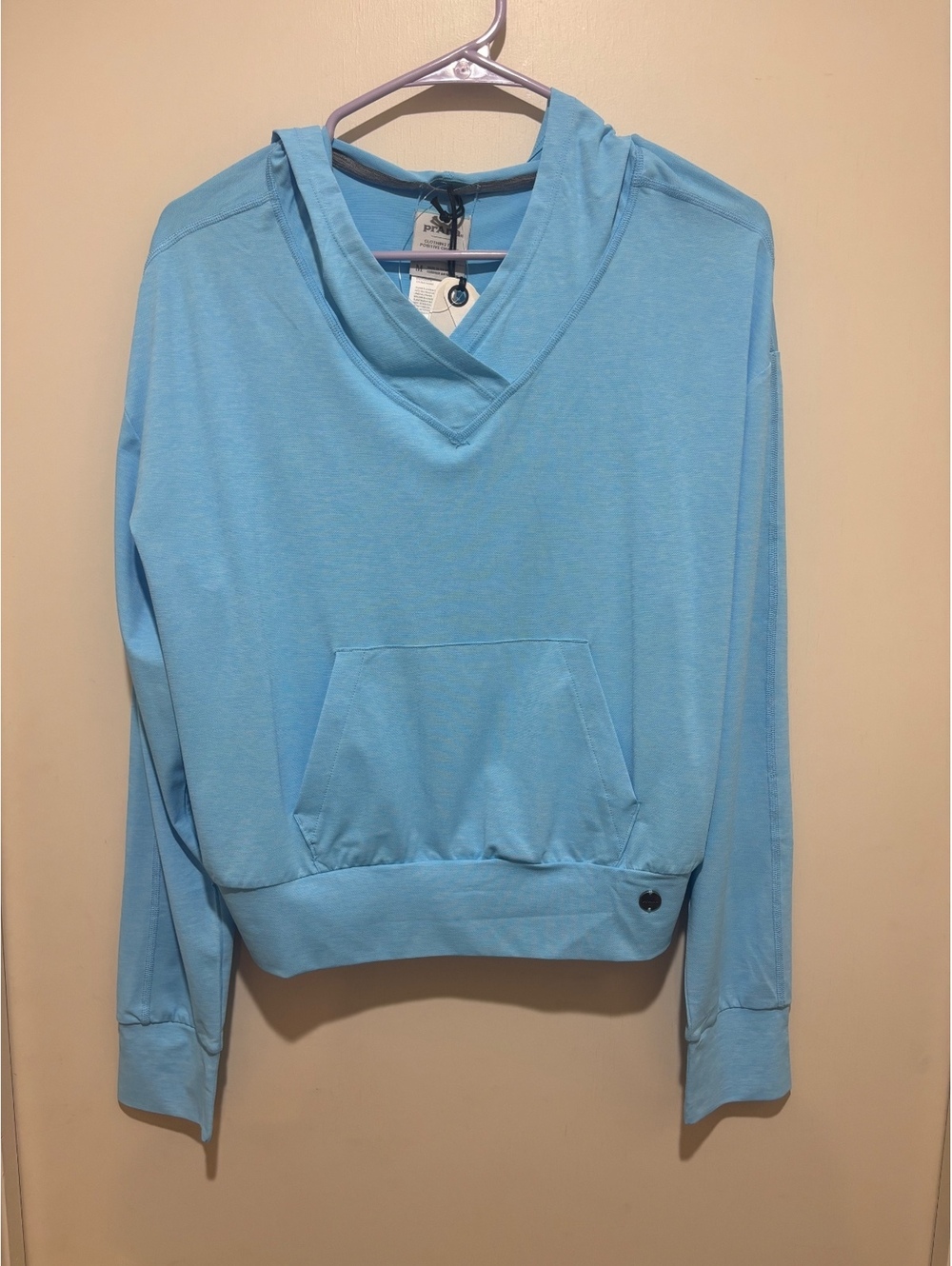 prAna Eileen Hoodie Womens M Crescent Bay Blue Cropped Pullover NWT